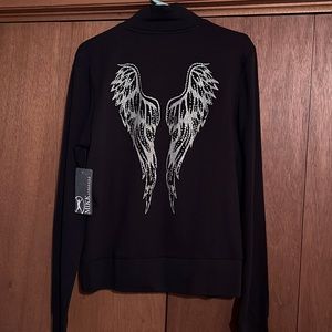 Mikk Athletica zip front with wing design on back - black